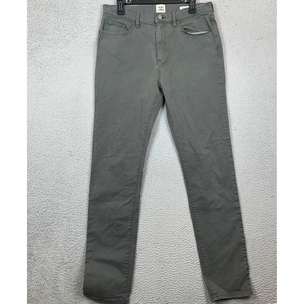 Flint and Tinder Jeans Mens 33X34 Tapered Fit Dark Grey 5-Pocket Stretch Denim